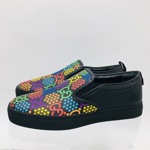 Gucci GG Supreme Slip- On Psychedelic-Black / Multi Color- 610080- H2010- 1101 - Picture 1 of 11